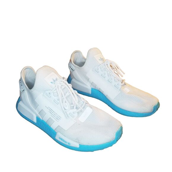 Adidas NMD R1 V2 Men's Size 13 White Solar Blue Running Shoes Sneakers FW3901 - Picture 2 of 6